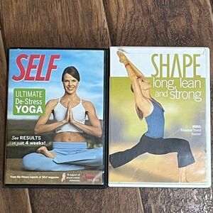 2 Yoga DVD set, SELF Ultimate De-Stress Yoga & SHAPE Long, Lean and Strong DVD